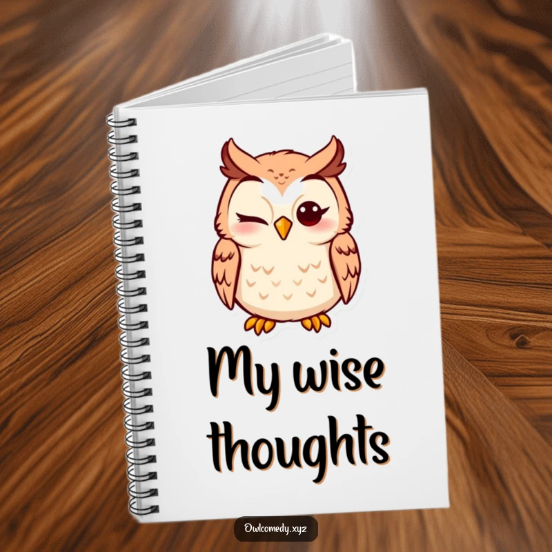 Funny Owl Notebook crafted with a silly winking owl cover, great for journaling and note-taking with humor.