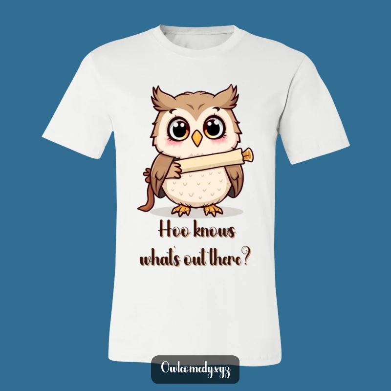 Funny Surprised Owl Telescope T-Shirt: Hilarious Scholar Apparel and Gift for Thinkers