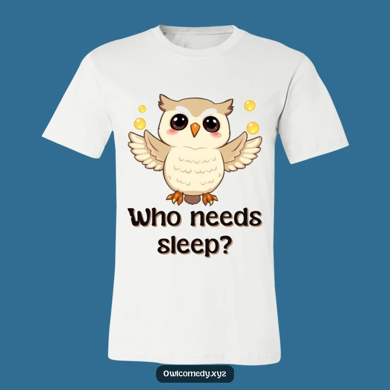 Funny Owl T-Shirt: Jubilant Juggler of Glowing Orbs, Perfect Gift