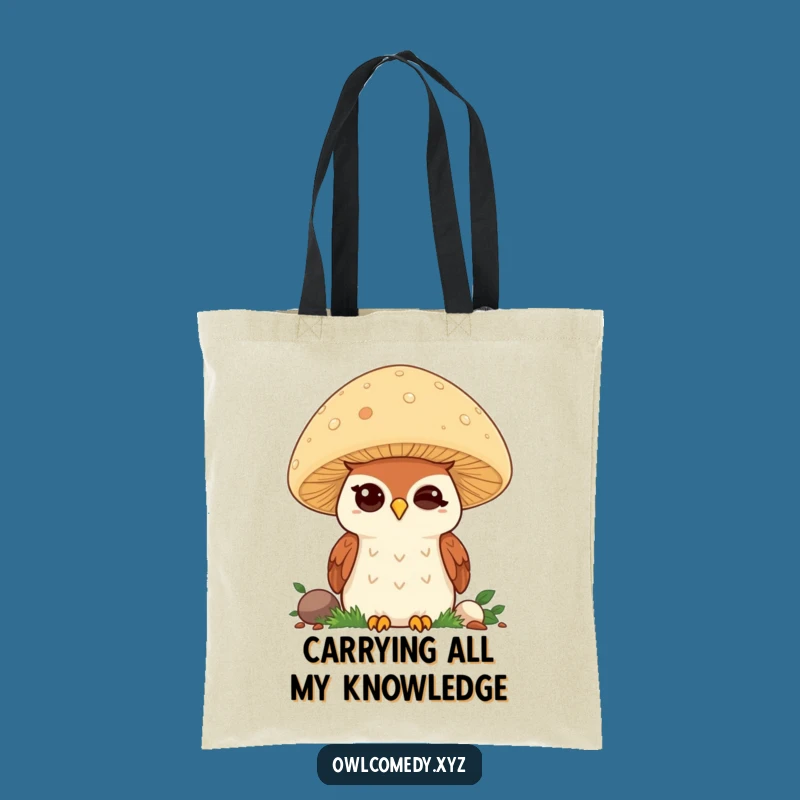 Funny Kawaii Owl Tote Bag: Winking Owl Mushroom Art, Practical Funny Gift
