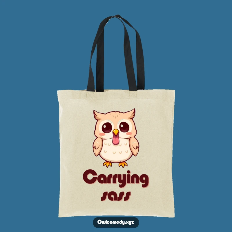 Chic Funny Kawaii Owl Tongue Out Tote - Playful Accessory & Hilarious Gift