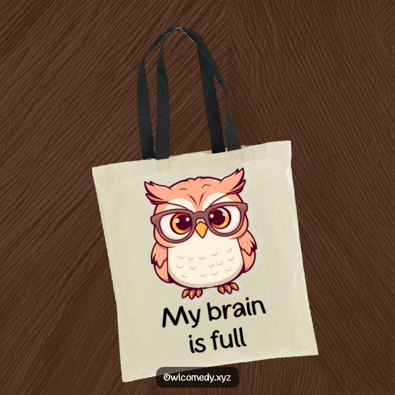 Funny Tote Bag: An owl with oversized glasses looks surprised, making this a humorous and practical accessory for everyday use.
