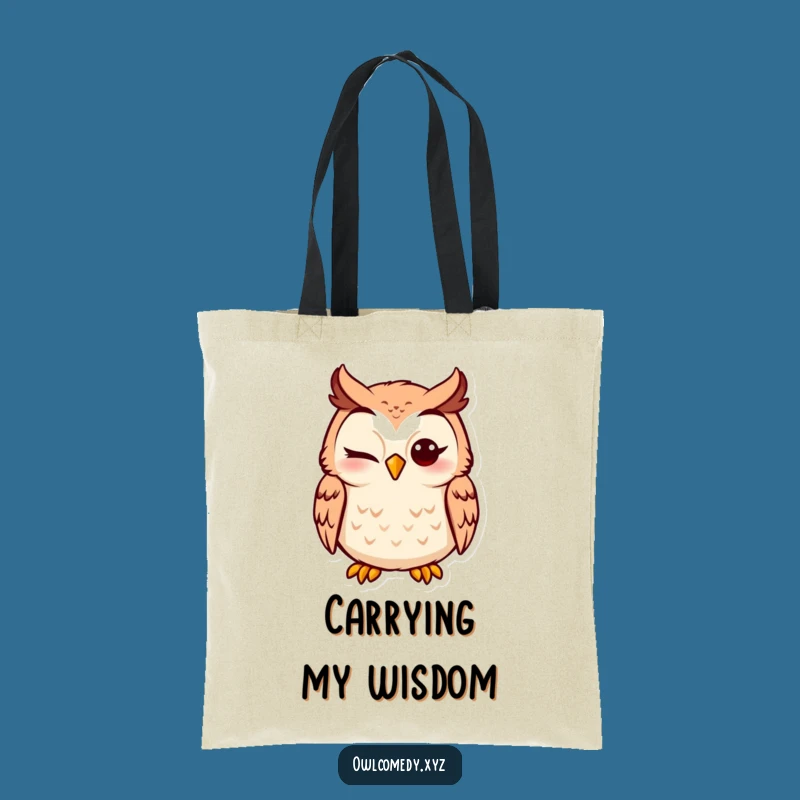 Funny Winking Owl Tote Bag - Silly Expression Owl Shopping Bag Gift